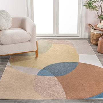Pebble Geometric Kids & Novelty Machine-washable Area Rug